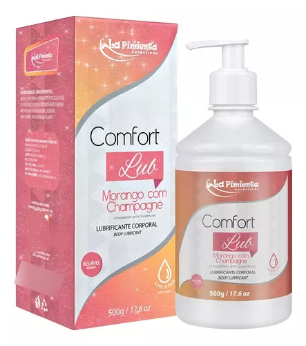 Lubrificante Íntimo Beijável Comfort Lub Morango com Campanhe 500g La Pimienta