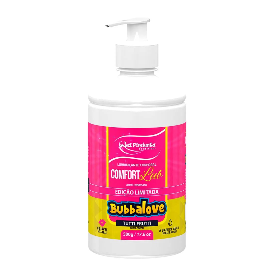 Lubrificante Íntimo Comfort Lub Beijável Tutti Frutti Bubbalove 500g La Pimienta