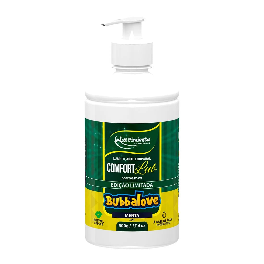 Lubrificante Íntimo Comfort Lub Beijável Menta Bubbalove 500g La Pimienta