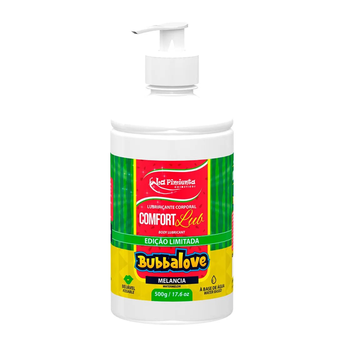 Lubrificante Íntimo Comfort Lub Beijável Melancia Bubbalove 500g La Pimienta