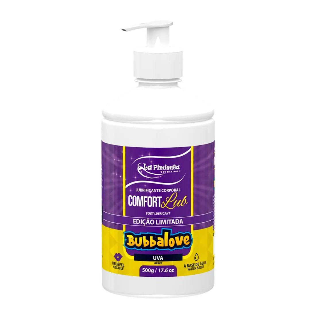 Lubrificante Íntimo Comfort Lub Beijável Uva  Bubbalove 500g La Pimienta