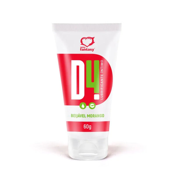 D4 Lubrificante Íntimo Beijável Morango 60G Sexy Fantasy